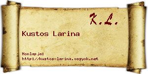 Kustos Larina névjegykártya